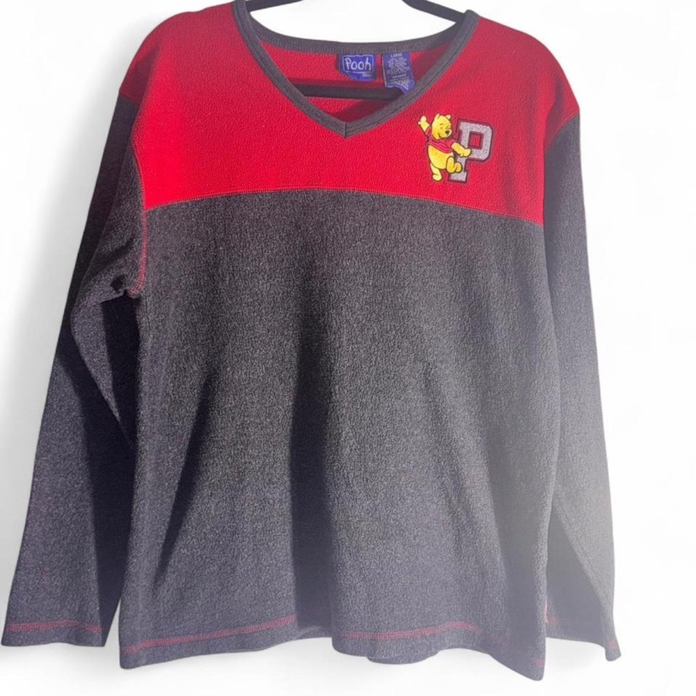 Disney V-Neck Sweater with Red and Gray Design